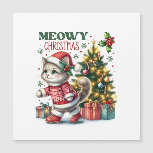 ねこねこクリスマスカード マグネット招待状 (正面)