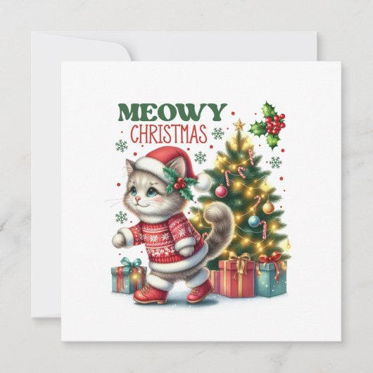 ねこねこクリスマスカード 招待状 (正面)