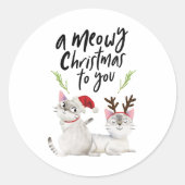 ねこねこクリスマス かわいい猫好き ラウンドシール (正面)