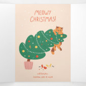 ねこねこクリスマス - イタズラなネコの楽しみ 三つ折りクリスマスカード (内部中)