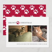ねこねこクリスマス フォト ホリデー カード (正面/裏面)