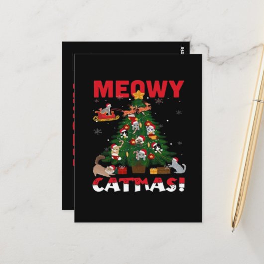 ねこねこクリスマス ポストカード (正面/裏面インサイチュ)
