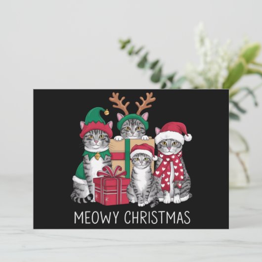 ねこねこクリスマス 猫 Xmas 面白い 猫好き シーズンカード (スタンド正面)