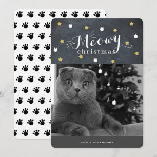 ねこねこクリスマス 黒板フォトホリデーカード 招待状