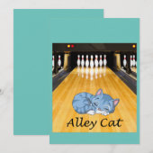 ねこねんねとボウリングパーティ 招待状 (正面/裏面)