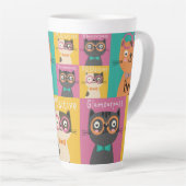 ねこはミームと言おもしろいう カフェラテマグ (右アングル)