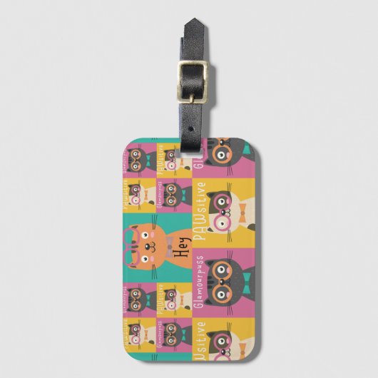 ねこはミームと言おもしろいう ラゲッジタグ (正面縦)