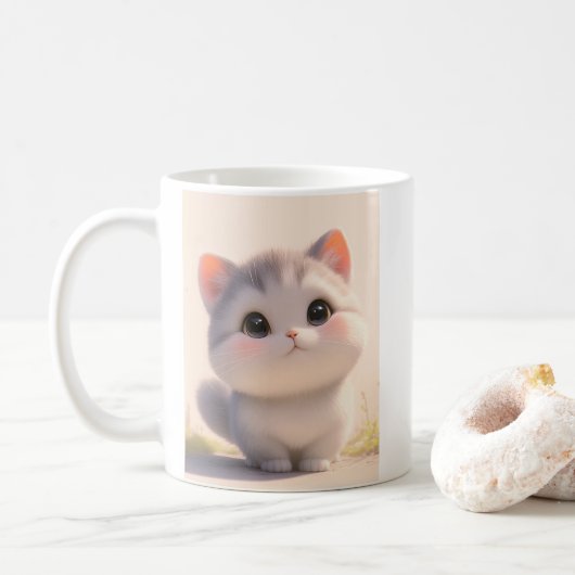 ねこふっくらした尾 コーヒーマグカップ (ドーナツ)