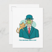 ねこみたいな緑のリンゴの猫好き ポストカード (正面/裏面)