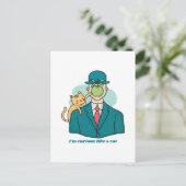 ねこみたいな緑のリンゴの猫好き ポストカード (スタンド正面)