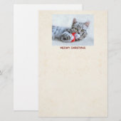 ねこやんクリスマス グレー タビー キャット 便箋 (正面/裏面)