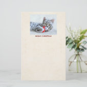 ねこやんクリスマス グレー タビー キャット 便箋 (スタンド正面)