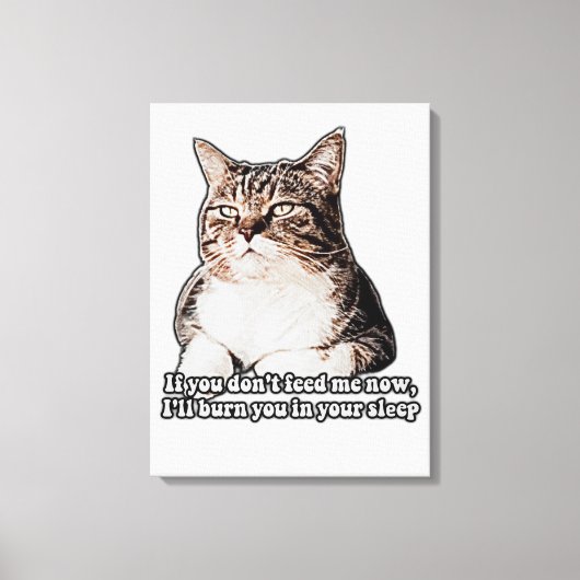 ねこや子猫の飼い主のための不機嫌な猫ミーム キャンバスプリント (正面)
