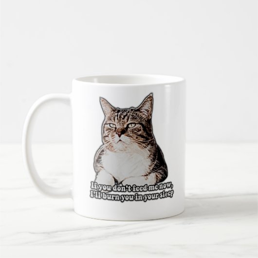 ねこや子猫の飼い主のための不機嫌な猫ミーム コーヒーマグカップ (左)