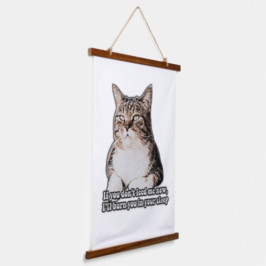 ねこや子猫の飼い主のための不機嫌な猫ミーム 吊り下げ型タペストリー (傾斜あり)
