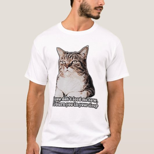 ねこや子猫の飼い主のための不機嫌な猫ミーム Tシャツ (正面)