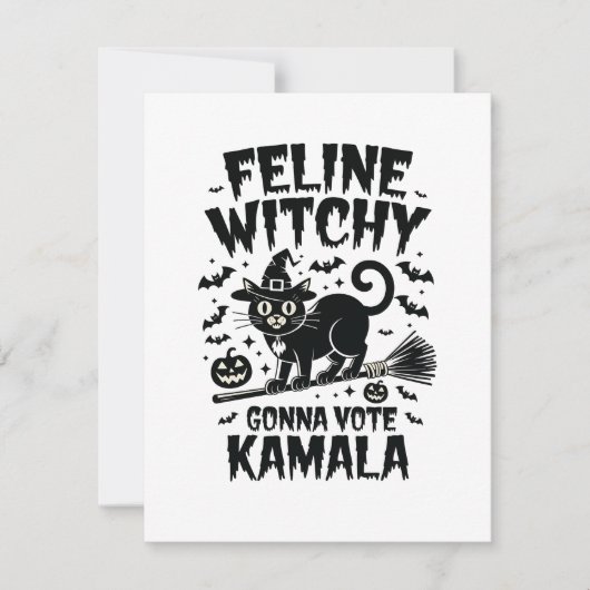 ねこウィッチがカマラに投票 ハロウィン ノートカード (正面)