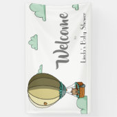 ねこウェルカムベビーシャワー付き熱風船 横断幕 (縦)