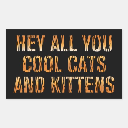 ねこカッコいいと子猫 |タイガープリント 長方形シール (正面)