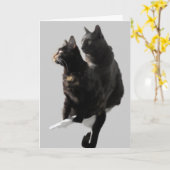 ねこカップルの記念日おめでとう カード (黄色い花)