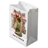 ねこクリスマスをテーマにしたベーカリーショップ ミディアムペーパーバッグ (正面アングル)