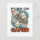 ねこゲーマー - かわいい猫のゲームデザイン ポストカード (正面)