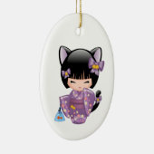 ねこコケシ人形 – 猫耳ゲイザーガール白猫 セラミックオーナメント (右)