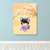 ねこコケシ人形 – 猫耳ゲイザーガール キャンバスプリント (インサイチュ (ウッドフロア))