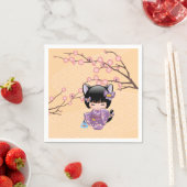 ねこコケシ人形 – 猫耳ゲイザーガール スタンダードカクテルナプキン (インサイチュ)