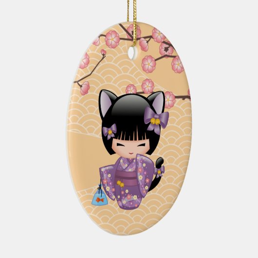 ねこコケシ人形 – 猫耳ゲイザーガール セラミックオーナメント (右)