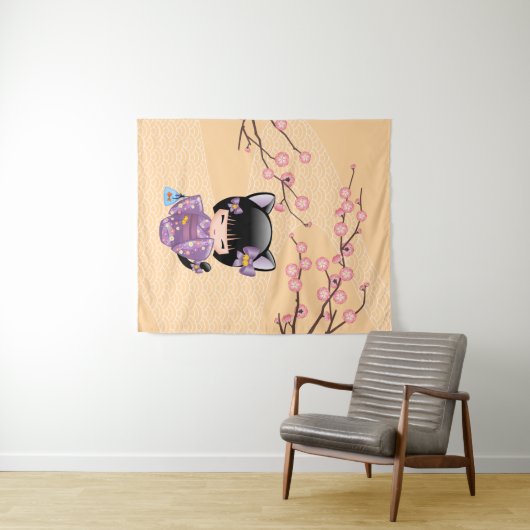 ねこコケシ人形 – 猫耳ゲイザーガール タペストリー (インサイチュ(横))