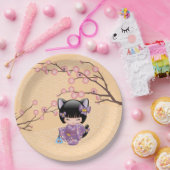 ねこコケシ人形 – 猫耳ゲイザーガール ペーパープレート (パーティー)