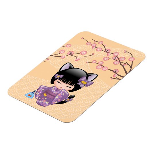 ねこコケシ人形 – 猫耳ゲイザーガール マグネット (左側)