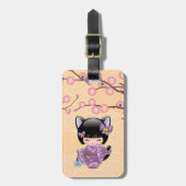 ねこコケシ人形 – 猫耳ゲイザーガール ラゲッジタグ (正面縦)