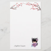 ねこコケシ猫耳ゲイシャガール 便箋 (正面)