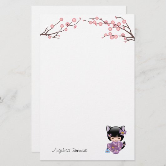 ねこコケシ猫耳ゲイシャガール 便箋 (正面/裏面)