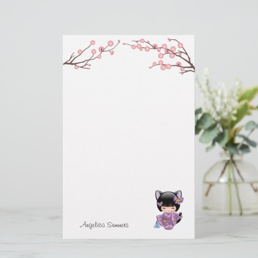 ねこコケシ猫耳ゲイシャガール 便箋 (スタンド正面)