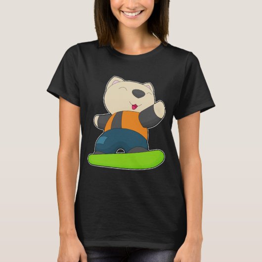 ねこスノーボードウィンタースポーツ Tシャツ (正面)