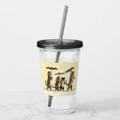 ねこネコ歩く傘つき雪黄 アクリルタンブラー (裏面)