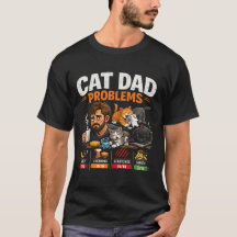 ねこパパの悩みが楽しいコーヒー好きのためのギフトTシャツ