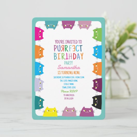 ねこパーフェクトバースデーパーティー 招待状 (スタンド正面)