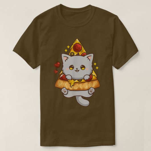ねこピザ日本のかわいい寧子ガール Tシャツ (デザイン正面)