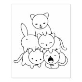 ねこピラミッド – ねこグループぬりえページ ラバースタンプ (インプリント)