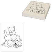 ねこピラミッド – ねこグループぬりえページ ラバースタンプ (押印)