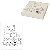 ねこピラミッド – ねこグループぬりえページ ラバースタンプ (押印)