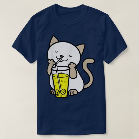 ねこボバ茶バブルティーアニメ日本の猫アニメ Tシャツ (デザイン正面)
