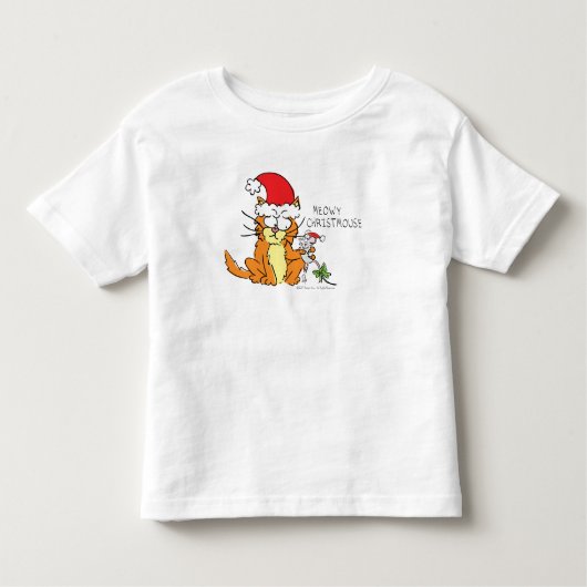 ねこマウスのクリスマスおもしろい漫画かわいい トドラーTシャツ (正面)