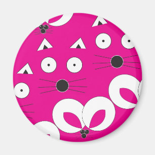 ねこマウスパターン熱ピンク マグネット