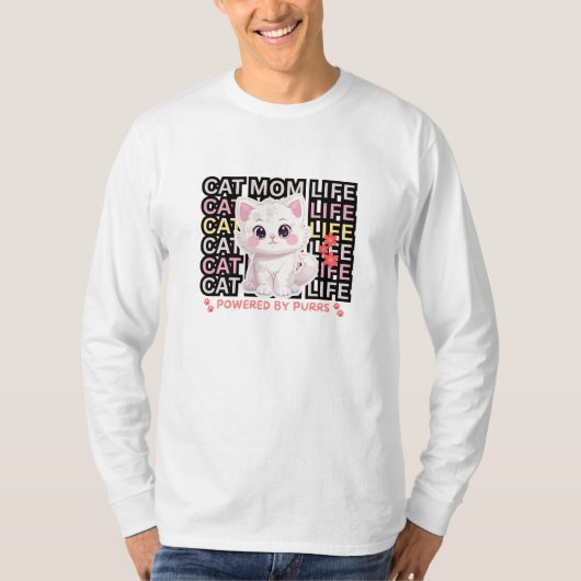ねこママライフ 面白い Tシャツ (正面)