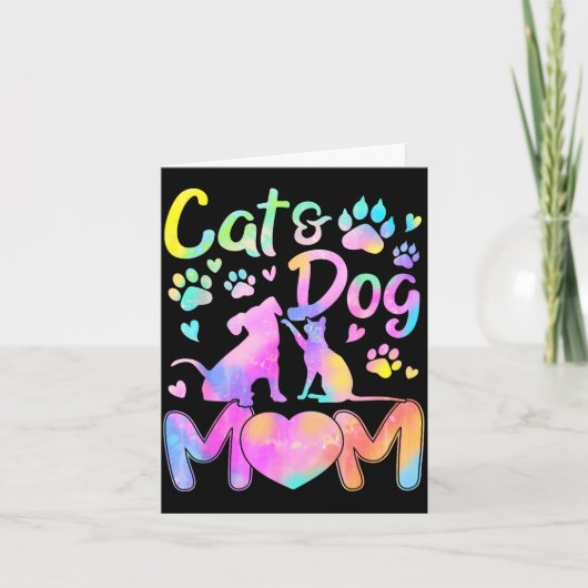 ねこママ 犬ママ ガール 女性 母の日 ペット好き カード (正面)